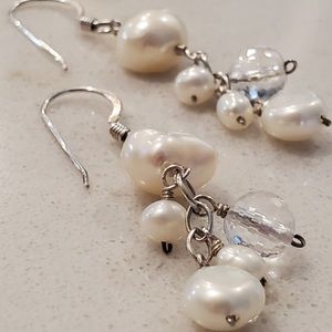 Silpada Gorgeous Vintage Sterling Silver & Pearl Beaded Drop Earrings